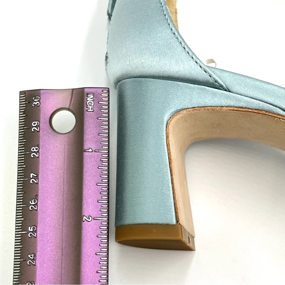 Badgley Mischka Size 5.5 Kameryn‎ Blue Satin Jeweled Dress Sandals Heels Shoes